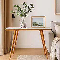 Buffet Aparador Retrô de Madeira Maciça com Pés Palito Sala de Estar, Cantinho do Café e Decoração Moderna (Branco Amadeirado)