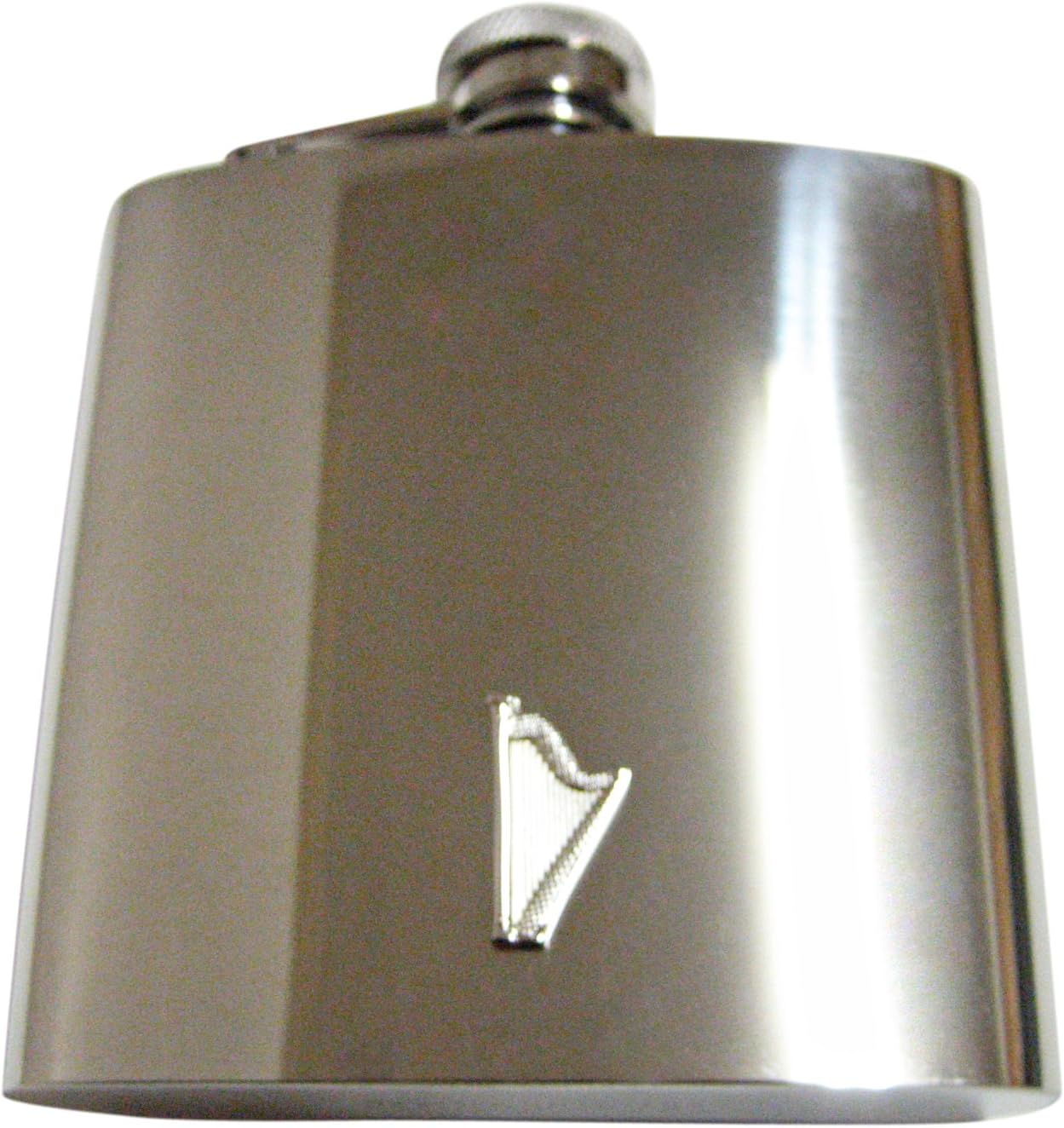 Kiola Designs Silver Toned Harp Musical Instrument 6 Oz. Stainless Steel Flask