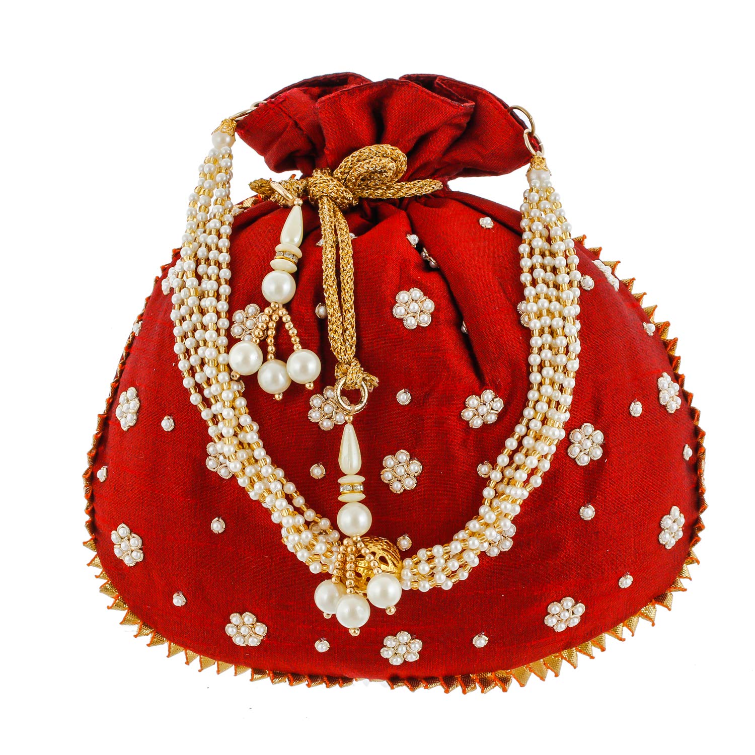 Kuber Industries Ethnic Clutch Silk Potli Batwa Pouch Bag with Beadwork Gift For Women (Maroon) - CTKTC23074 (B07YBJWNWX) Amazon Price History, Amazon Price Tracker