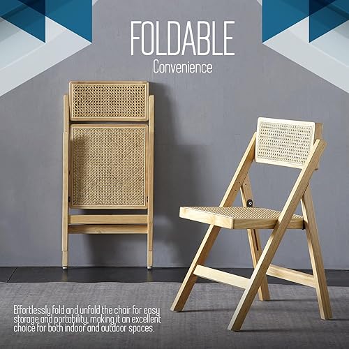Miniatura 4 de Ibiza - Silla de ratán natural, juego de 1 – Sillas plegables modernas de ratán para comedor al aire libre, patio, silla decorativa para sala