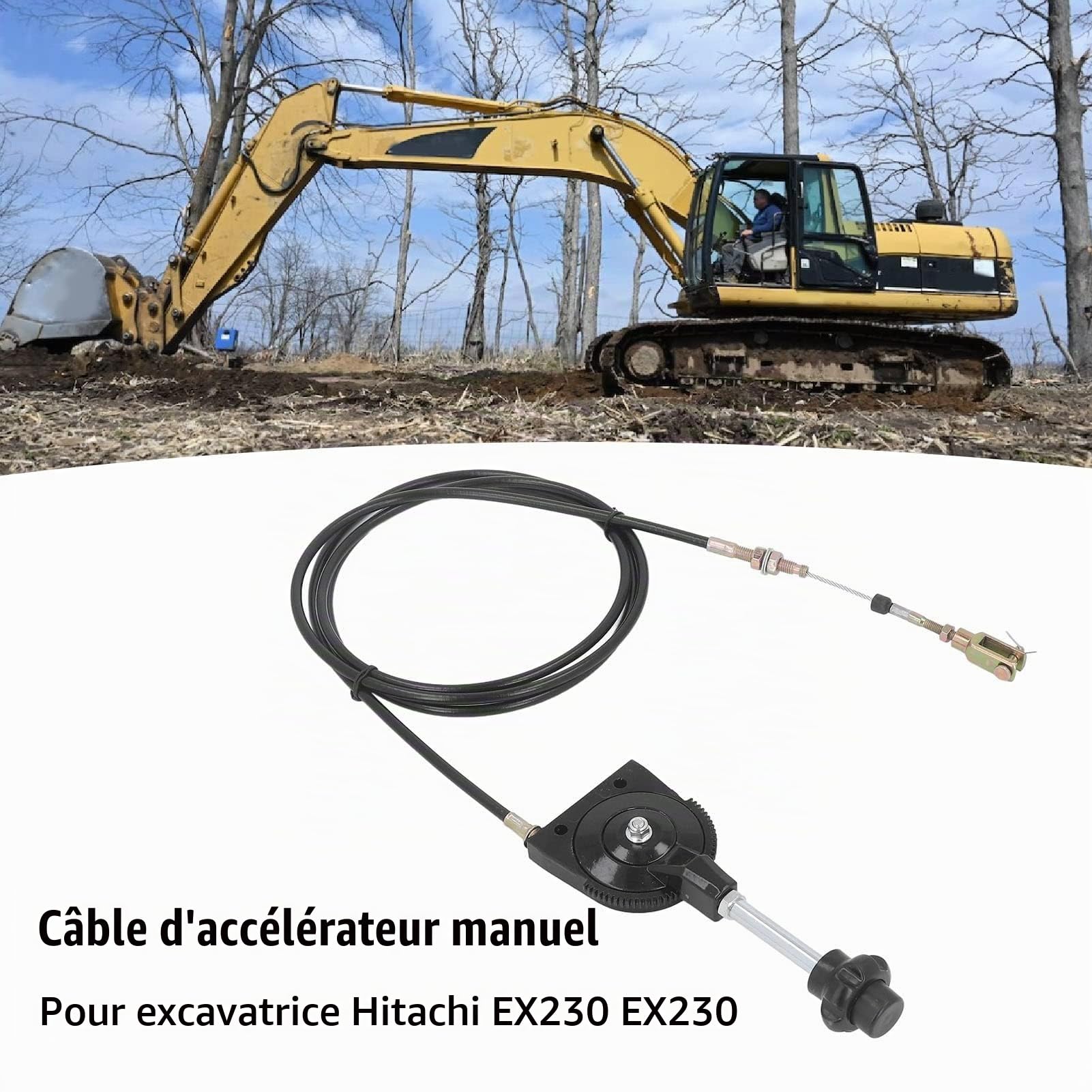Câble de Commande D'accélérateur D'Excavatrice 2.5 M/8.2ft Câble D'accélérateur de Commande de Carburant en Acier Inoxydable PU pour Excavatrice EX230 EX230