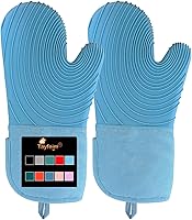 Vista 14 de Manoplas de horno de silicona, resistentes al calor, 500 °F, agarre duradero, antideslizante, manoplas de horno para cocina, resistentes al calor