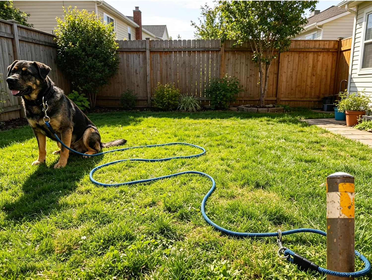 15FT 20FT 40FT 60FT 75FT Long Dog Tether, Tie Out Rope Dog Lead for Yard, Obedience Recall Training Outdoor Camping, Playing, Backyard Runner for Large Medium Dogs (75FT * 3/8")