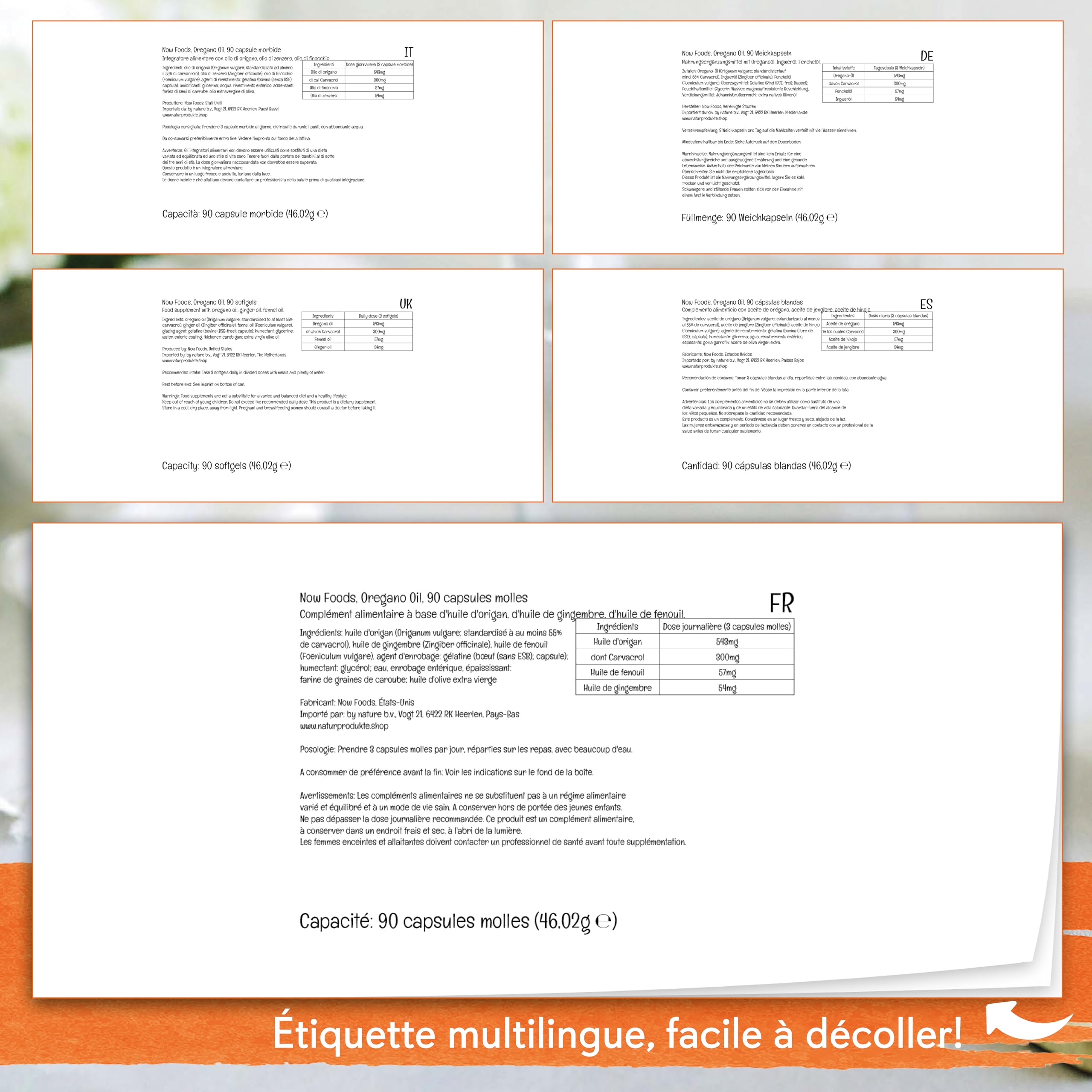 Now Foods, Oregane Oil (Huile d'Origan), 90 Gélules, Testé en Laboratoire, Végétal, Sans Gluten, Sans Soja, Sans OGM