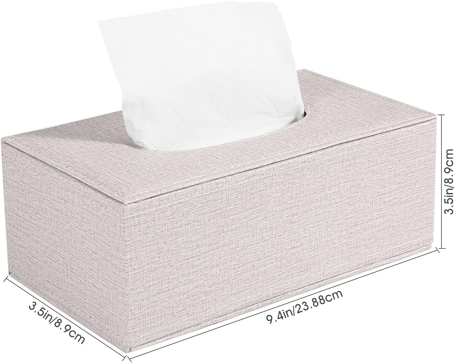 4 Pack Tissue Box Cover Rectangle, Linen Tissue Box with Magnetic Bottom, Napkin Facial Tissues Holder Dispenser, Decorative Tissue Holder for Bathroom Toilet Bedroom Living Room Office, Beige