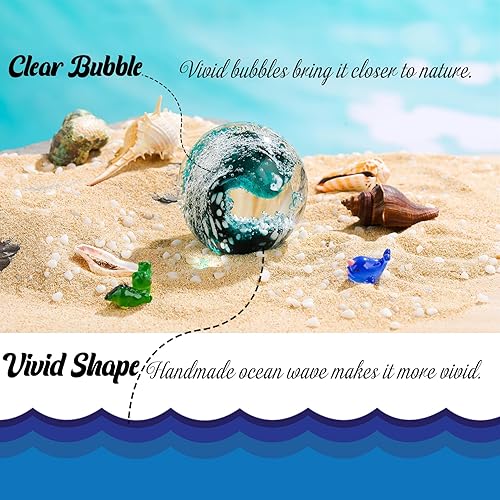 Miniatura 4 de Bola de vidrio soplado a mano, olas del océano, pisapapeles, decoración de cristal de mar, bola de burbujas de cristal para dormitorio, hogar,