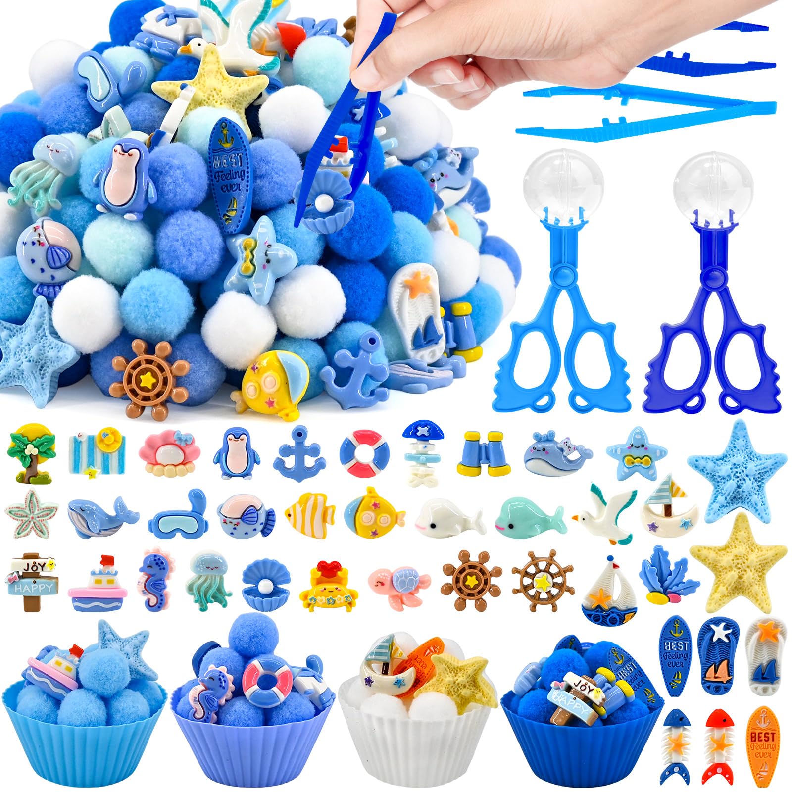 152 Pcs Ocean Sensory Bin Items Summer Beach Counting Sorting Sea Animals Sensory Bin Filler Fine Motor Sea Star Shell Fish Counts for Summer Counting Sorting — image 1
