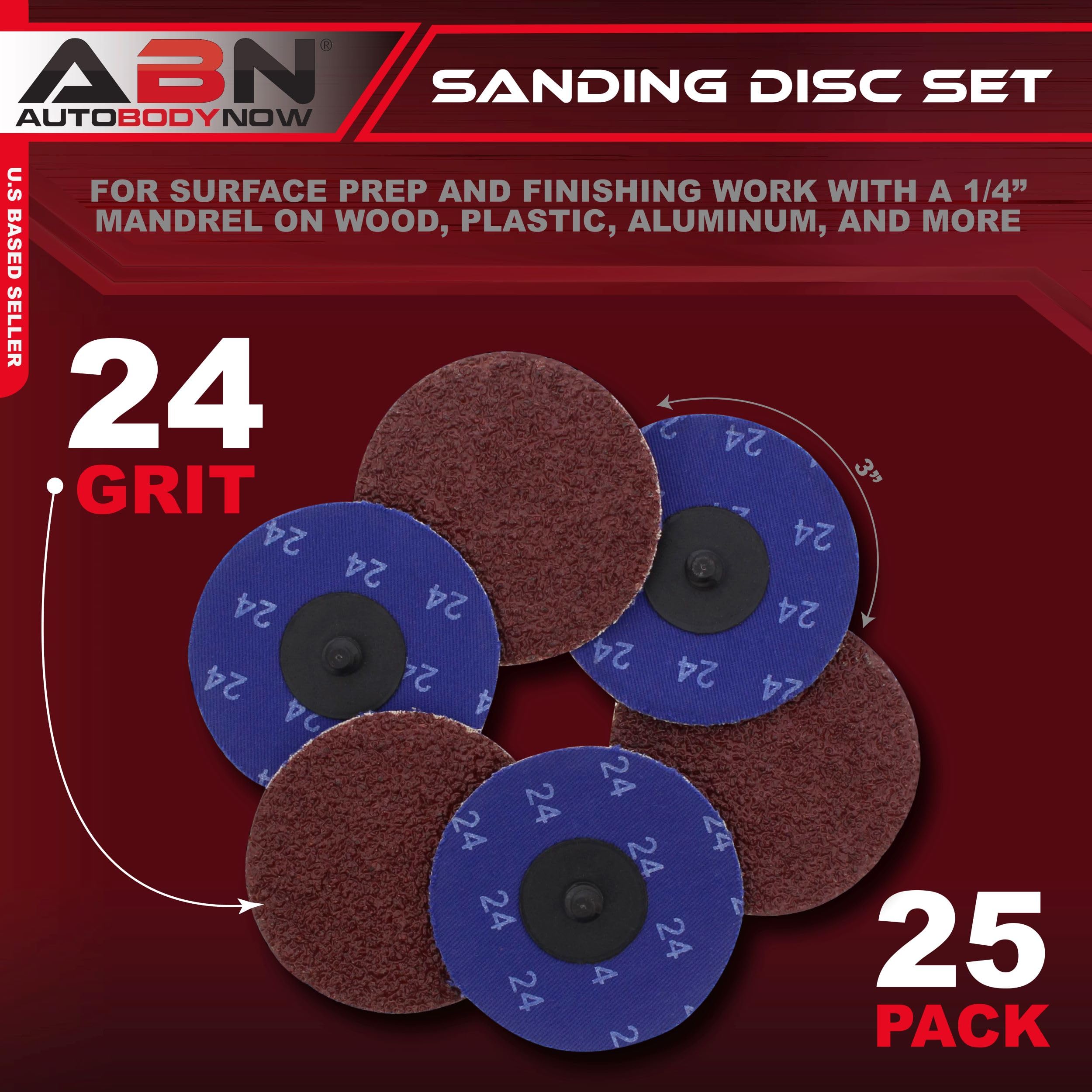 ABN Aluminum Oxide Sanding Discs - 25 Pack, 3" -2