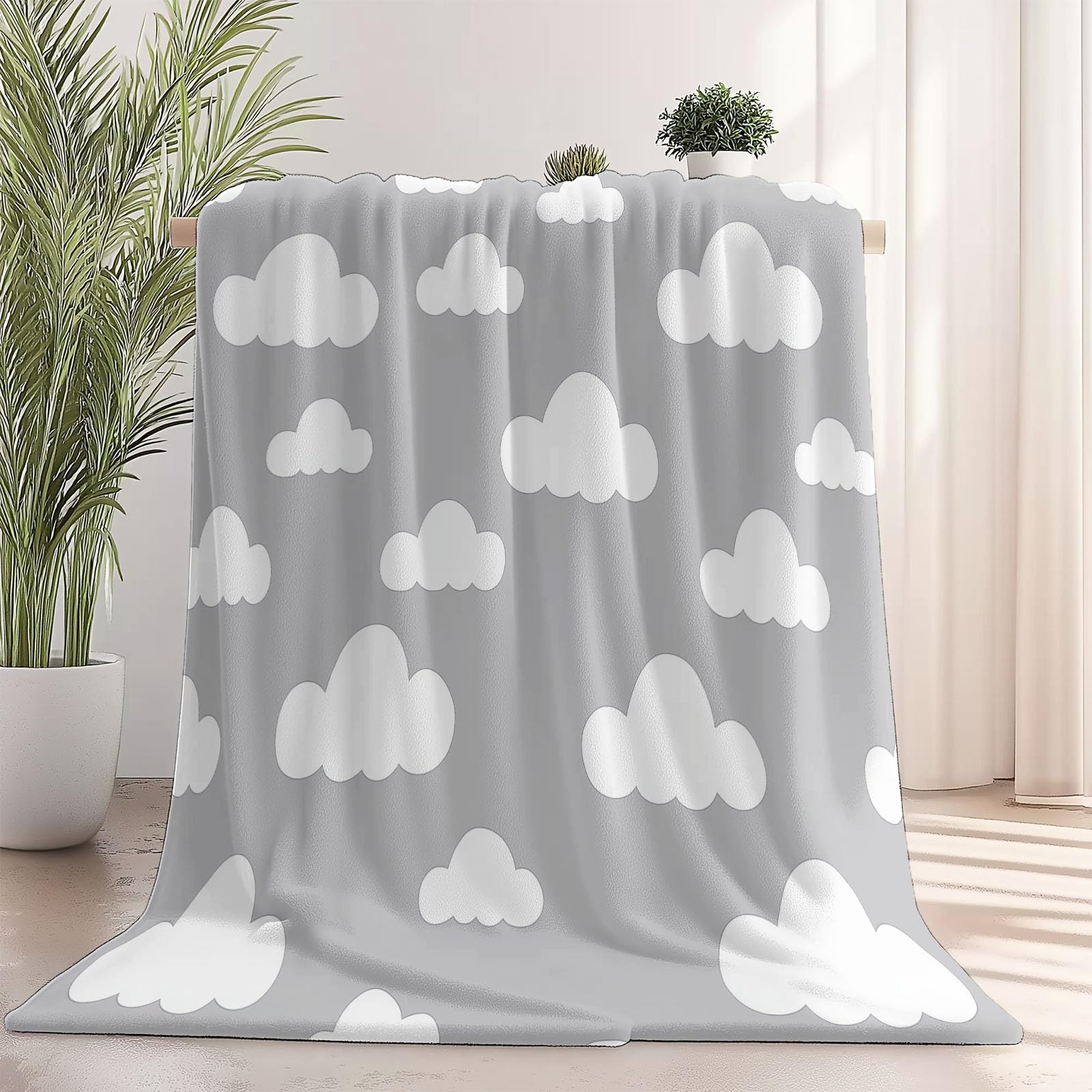 Manta de Franela para Sofá y Cama, Minimalista Nubes Bonito Súper Suave y Cálida, Manta Ligera de Felpa para Dormitorio, Sala de Estar o Mascotas, Decoración del Hogar (Beige, 150×200 cm)