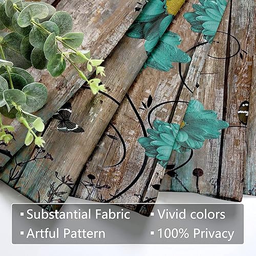 Miniatura 3 de Cortinas de baño, cortinas térmicas insonorizadas rústicas de estilo rústico de 45 pulgadas de largo, cortinas de tela con bolsillo para cortinero,