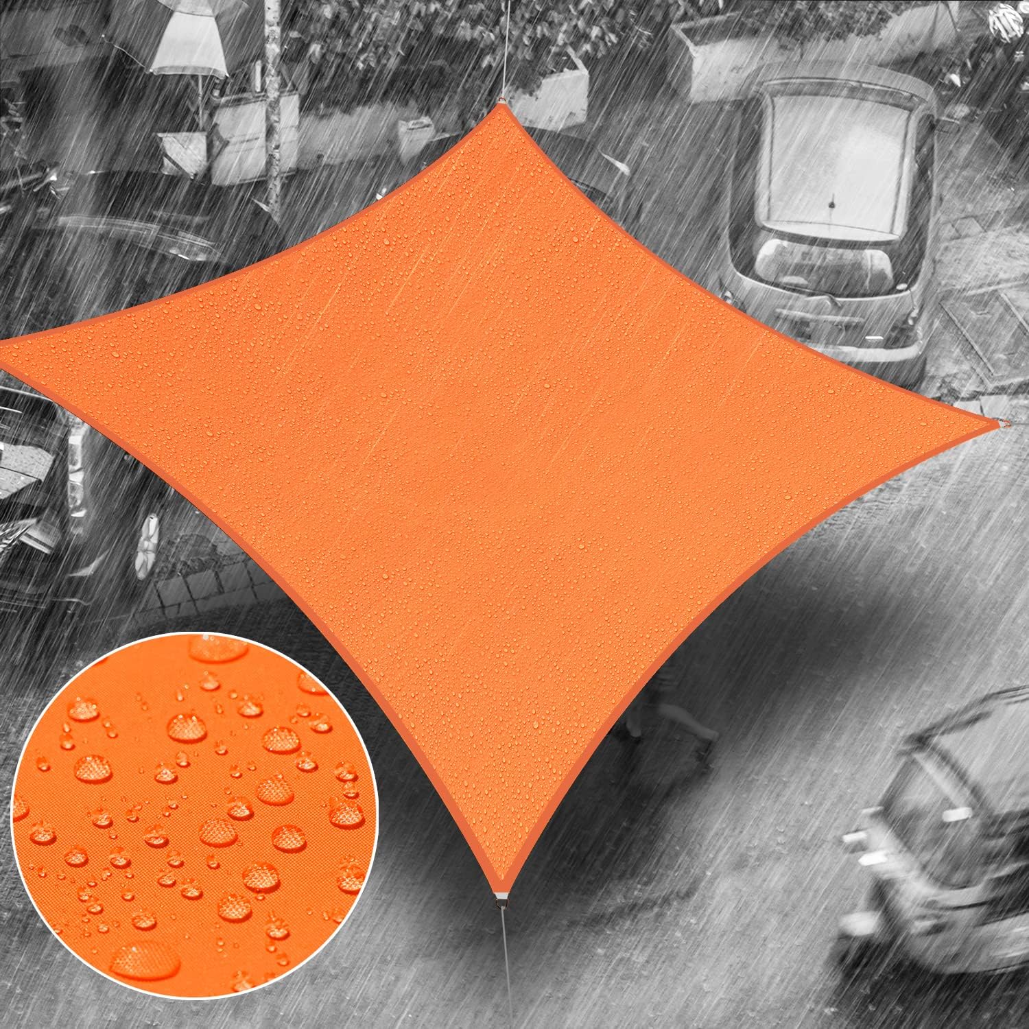 Royal Shade 14' x 15' Orange Rectangle Waterproof Sun Shade Sail Order to Make rsTADS14 Canopy Awning, UPF50+ 98% UV Blockage Water Resistant, Outdoor Backyard Patio Garden Carport (We Customize)