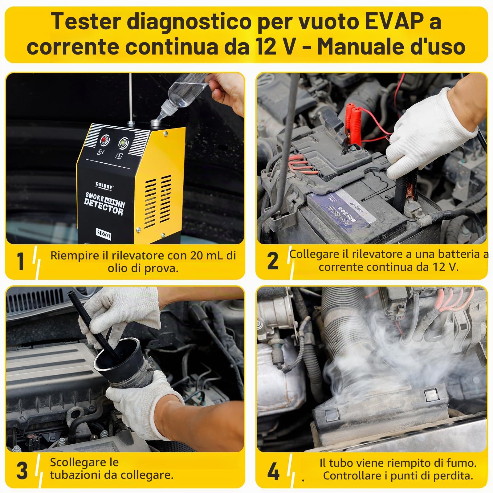 Solary Automobile - Rilevatore di perdite in EVAP con pompa ad aria integrata, sensore di pressione per sistemi di tubi e sistemi di carburante, dispositivo diagnostico a vuoto da 12 V per tutti i