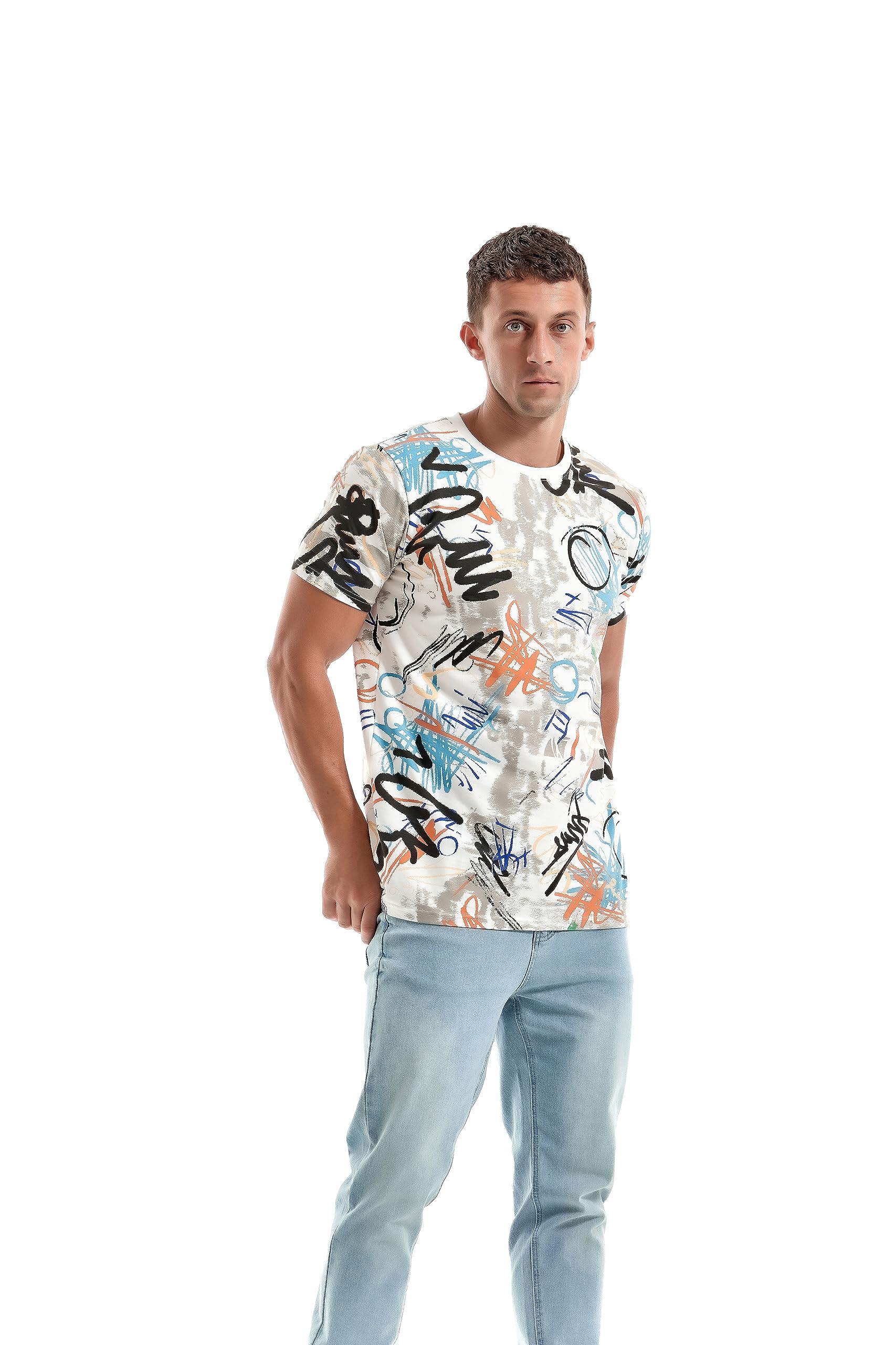 RONOMO Męska koszulka z nadrukiem na co dzień T-shirt z nadrukiem
