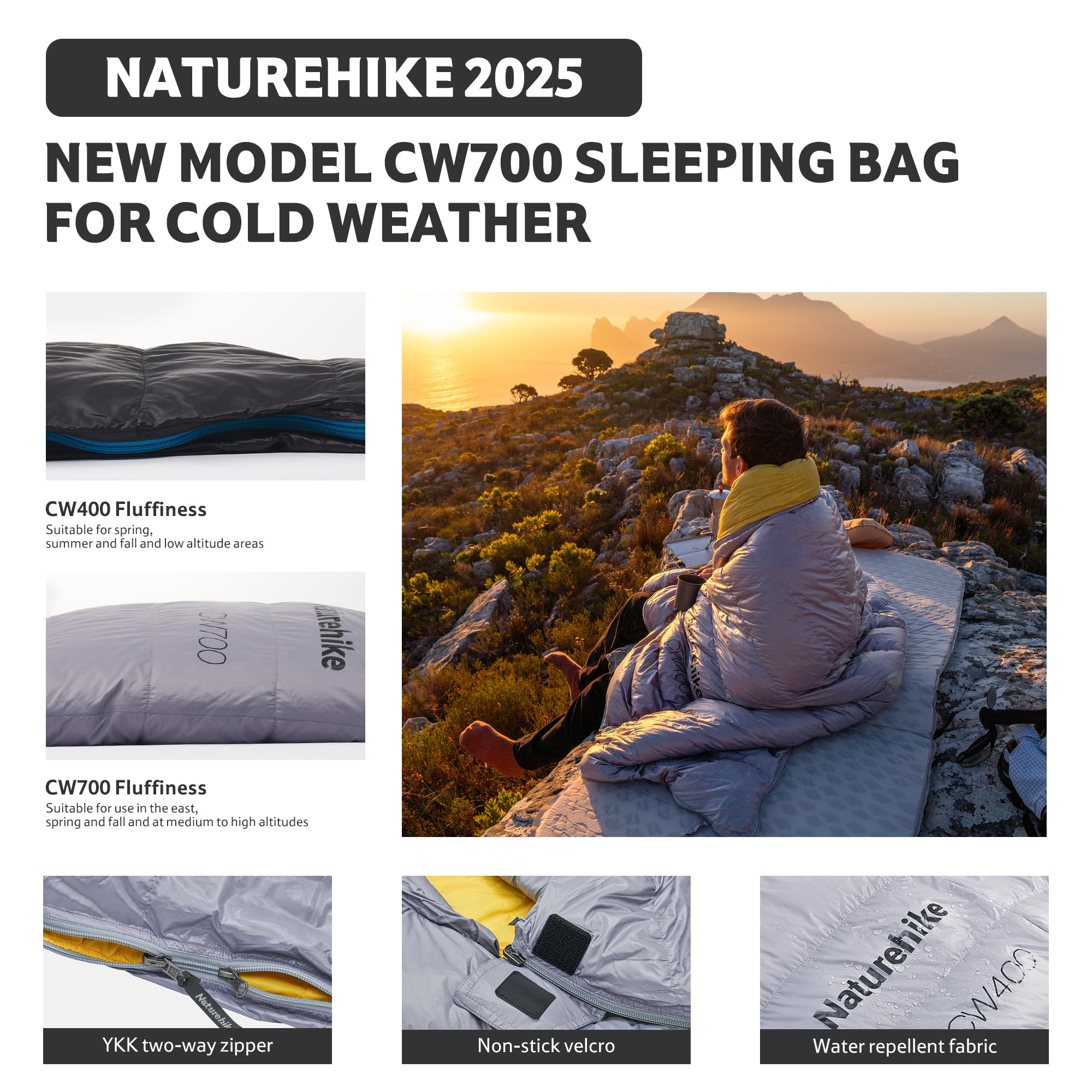 Naturehike Saco de dormir ultraligero de 0 grados para adultos, 650FP para mochileros, saco de dormir para clima frío con plumón RDS, -1.7 °C para camping, senderismo, modelo 2025