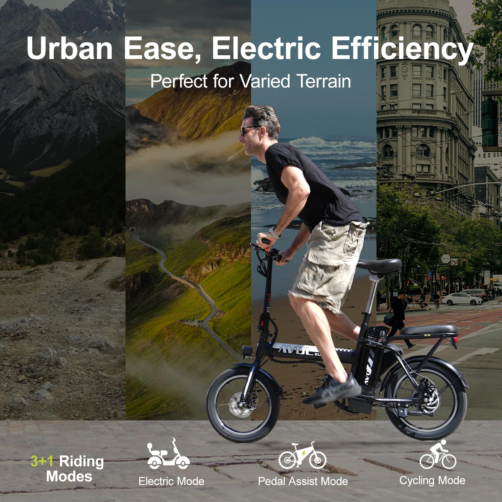 Bici Elettrica Pieghevole 16" per Adulti, Batteria Rimovibile 36V 12.8Ah, Bici Elettrica Uomo Donna per Città e Pendolari, Fino a 25 km/h, Freni a Disco, Display LCD, E Bike Urbana Nera