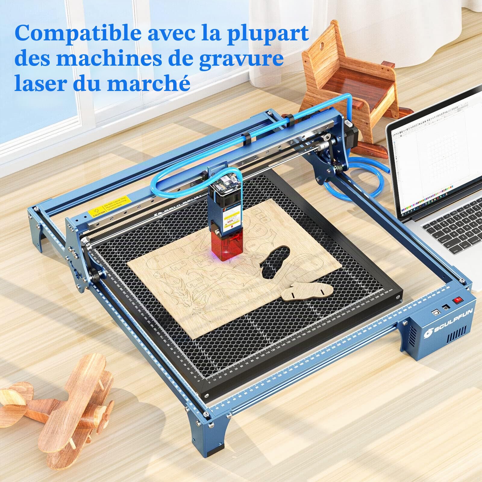 440*440 mm Table de découpe laser alvéolaire, plaque en aluminium résistante avec table à alvéoles en acier pour découpe et gravure laser efficace, accessoire essentiel pour réseau laser (17,32 x