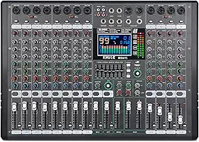 Kmise Mesa De Som Digital Pro-Series 12 Canais, Console Interface Com Recursos Dj, Equalizador 7 Bandas, Display Led 48 V E Saída Usb/Sd/Fm/Wma
