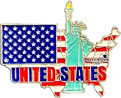 Imã Geladeira Estados Unidos de Metal com Bandeira Orlando Nova York Las Vegas Los Angeles