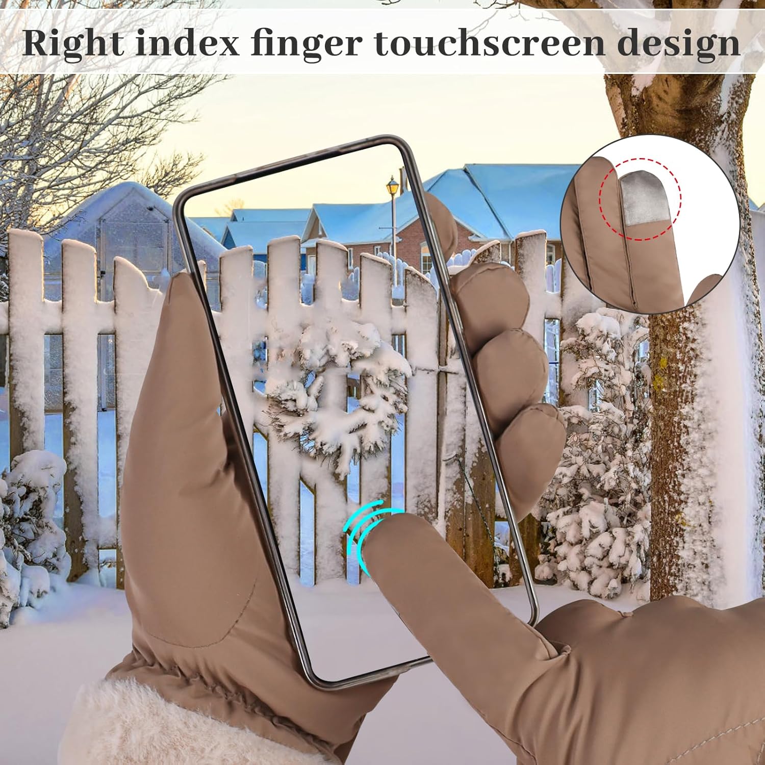 Womens Winter Gloves, Soft Plush Cuff Cold Weather Gloves with Bow, Touchscreen Waterproof Warm Glove for Daily Wear - Image 4