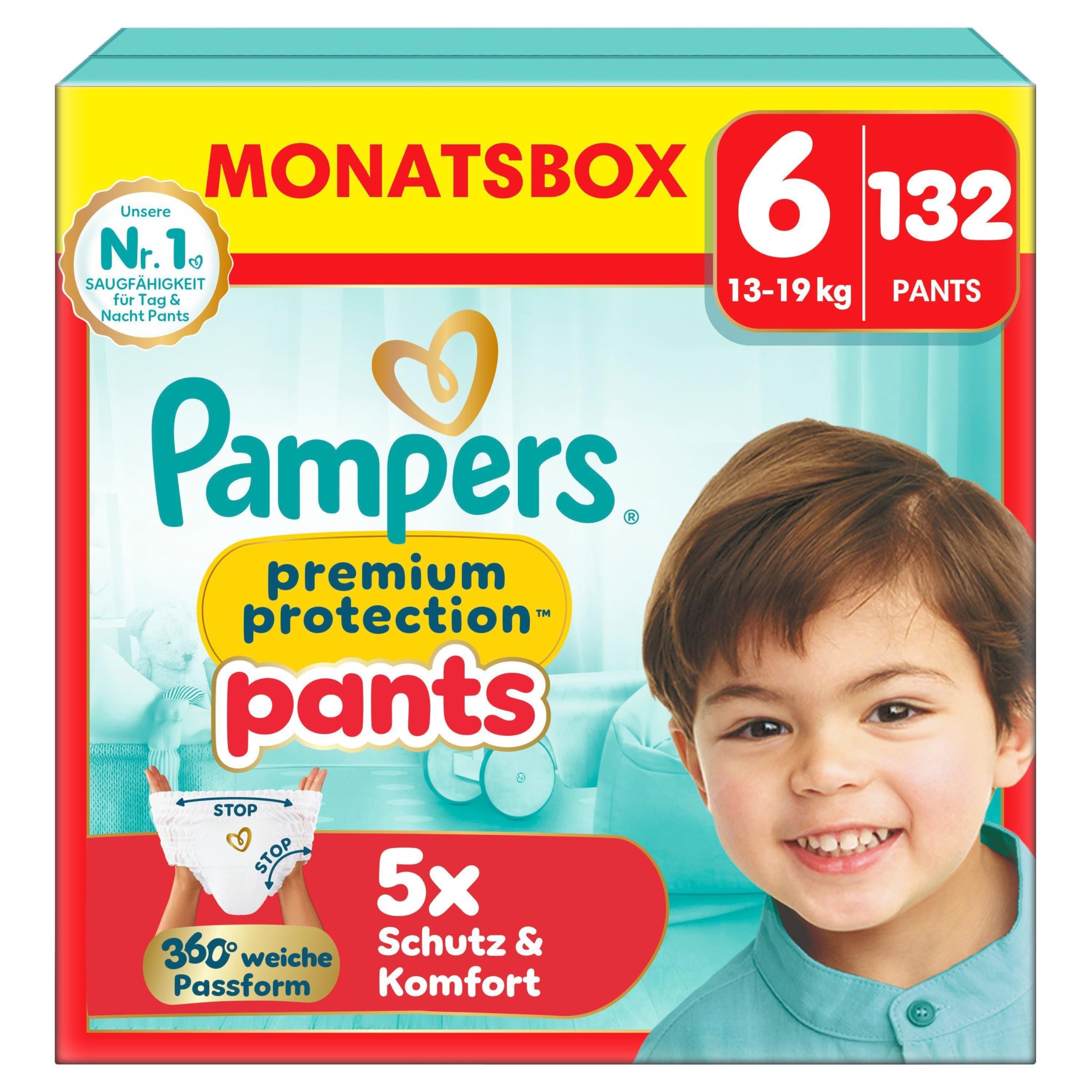 Pampers Premium Protection Pants Größe 6 132 Windeln 13kg-19kg 360° Passform