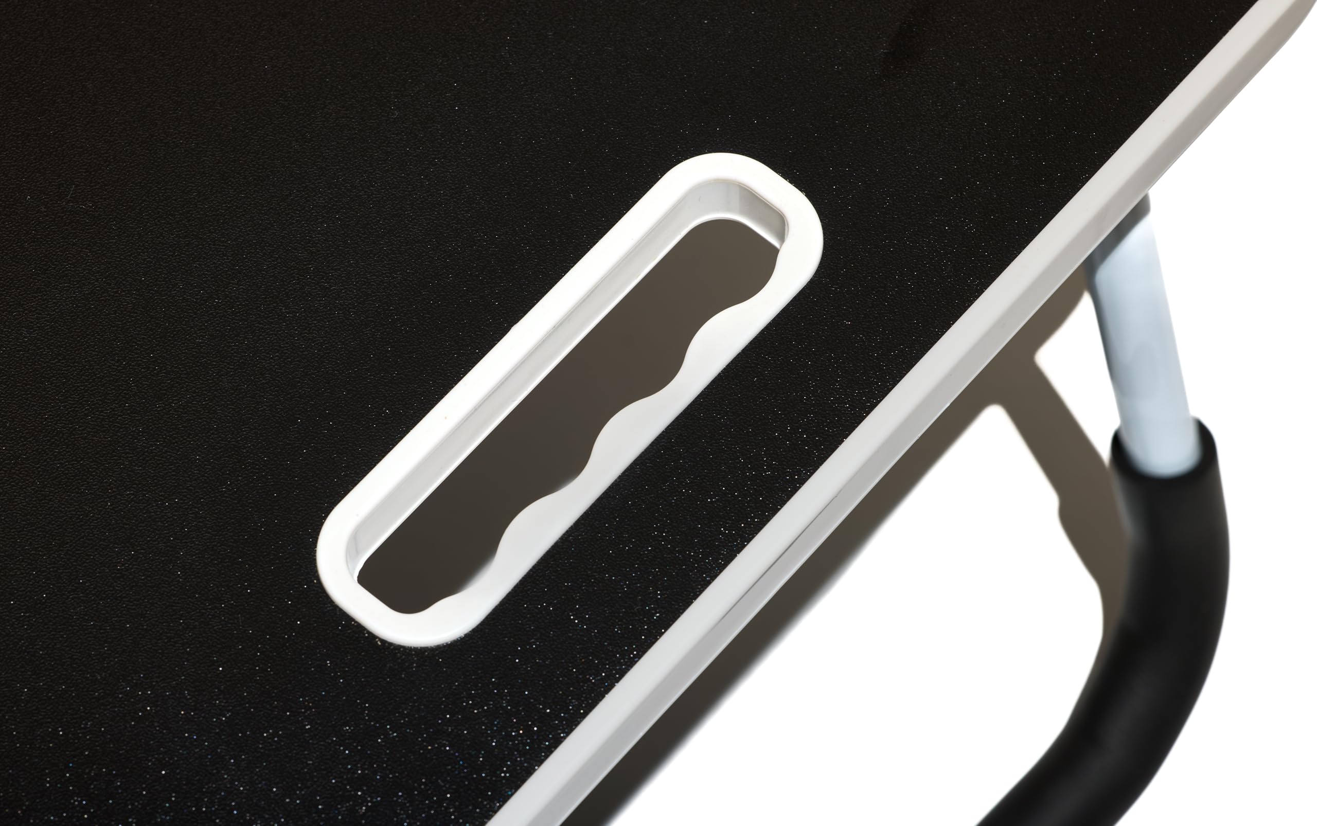 Table de Travail Intelligente, Bureau Pliable en Plastique et métal, Pliable avec Porte-gobelets et Support de Tablette, pour lit et canapé, 60 x 40 x 30 cm, Couleur Noire