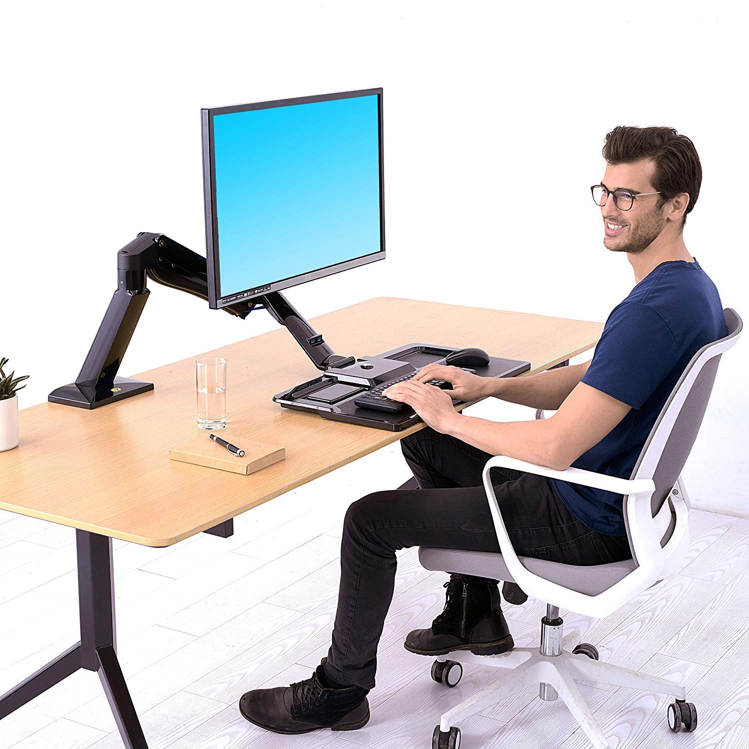 Buy Monitor Arm Sit Stand Desk Converter Monitor Desk Height Adjustable