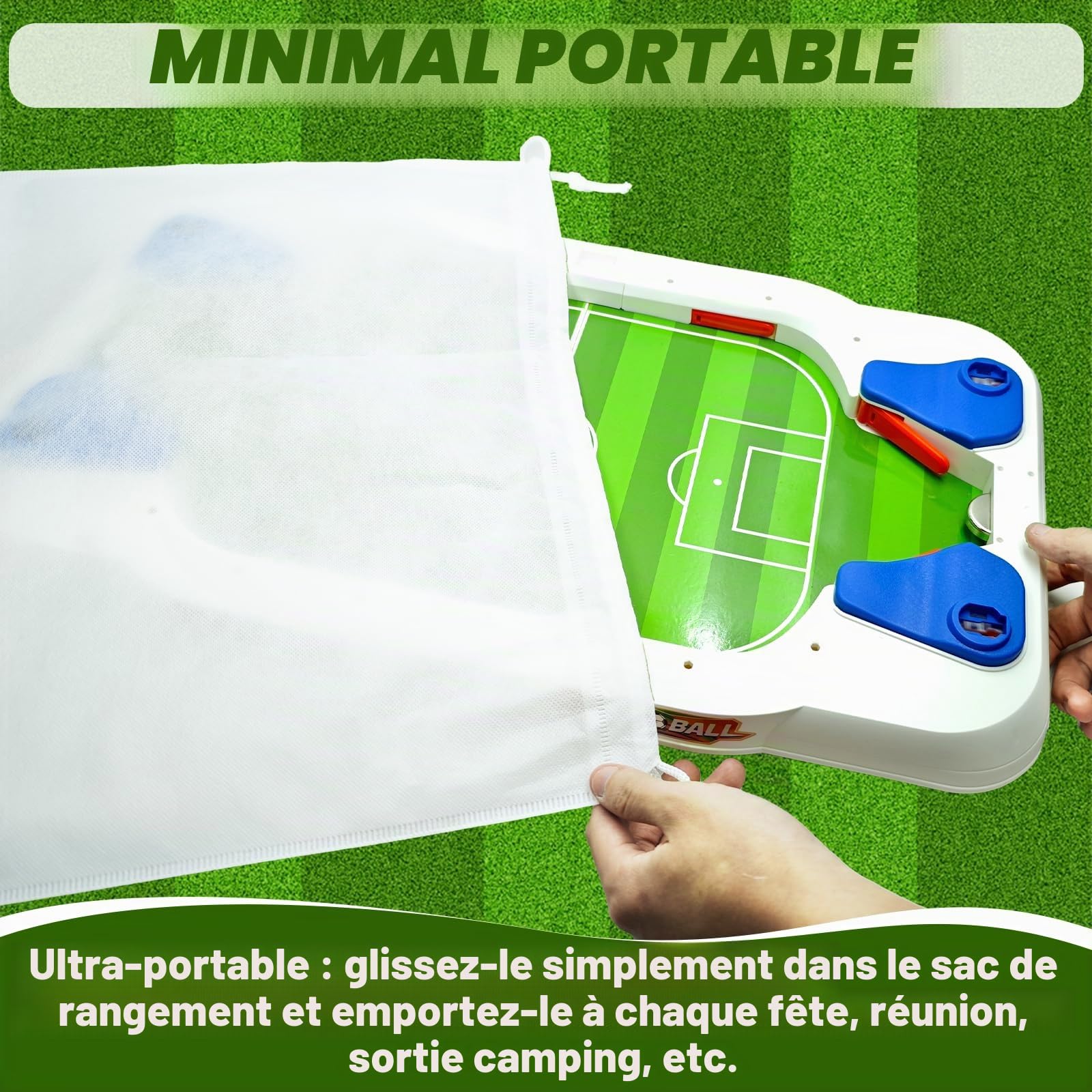 Mini baby-foot de table pour enfants, avec 6 ballons de football et sac de rangement, autocollants compteurs de points à main, jeu de football interactif pour garçons de 5 à 12 ans