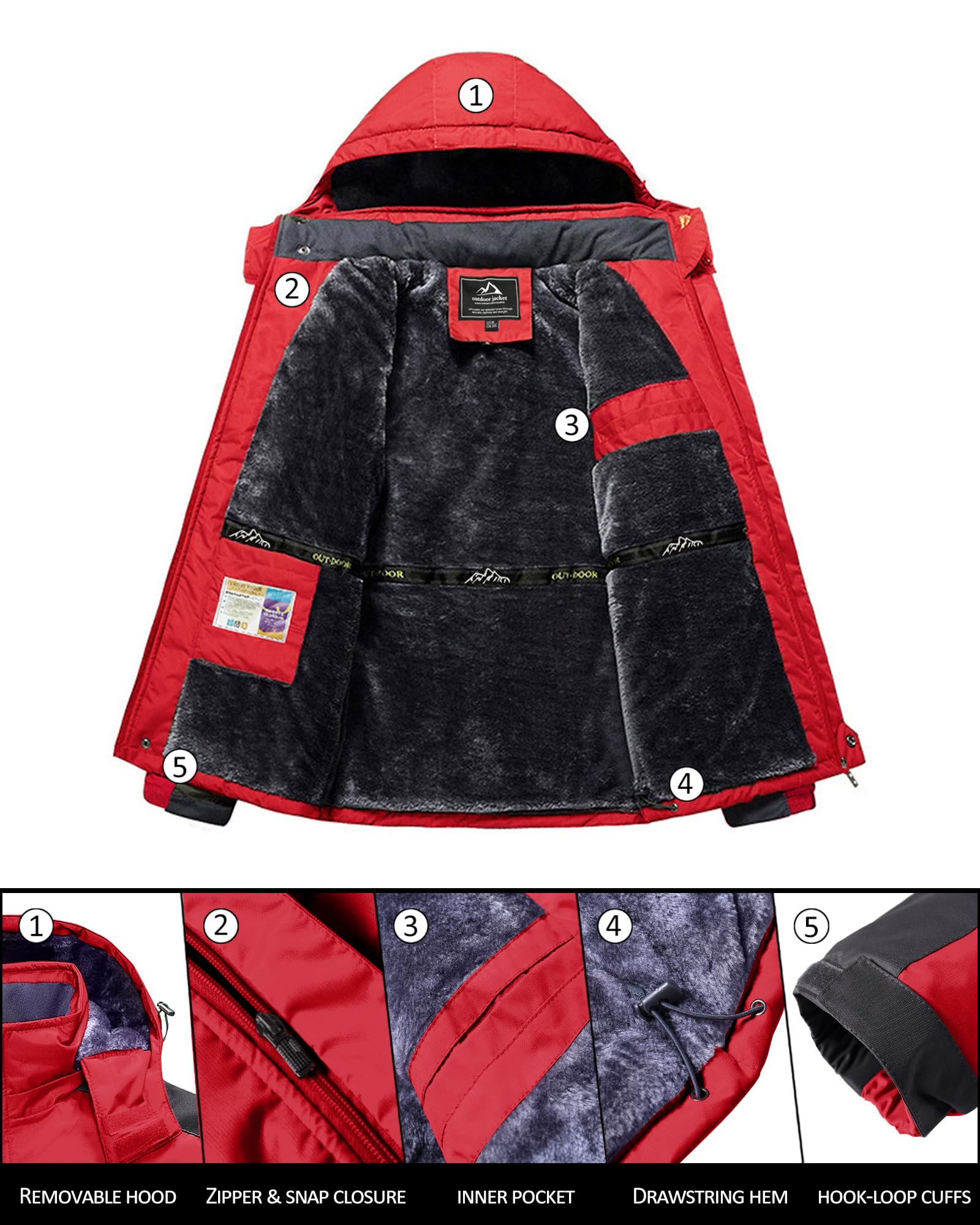 KEFITEVD Softshelljacke Herren Wasserabweisende Funktionsjacke mit Abnehmbarer Kapuze Leichte Outdoorjacke für Wandern Trekking