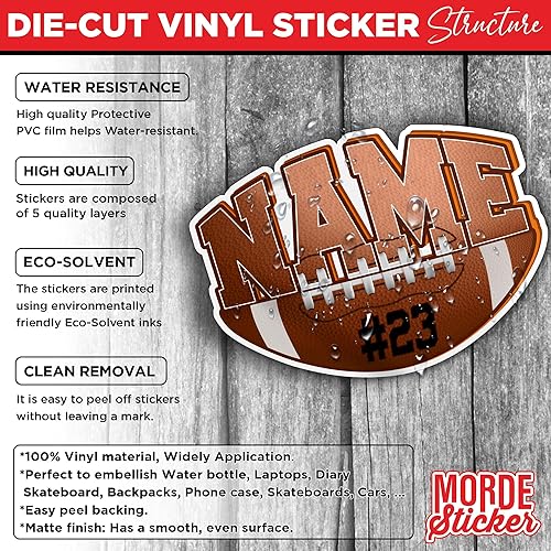 Miniatura 3 de Calcomanía personalizada con nombre para casco de fútbol y rugby, calcomanías de vinilo troqueladas para casco duro, laptop, botella de agua, autos,