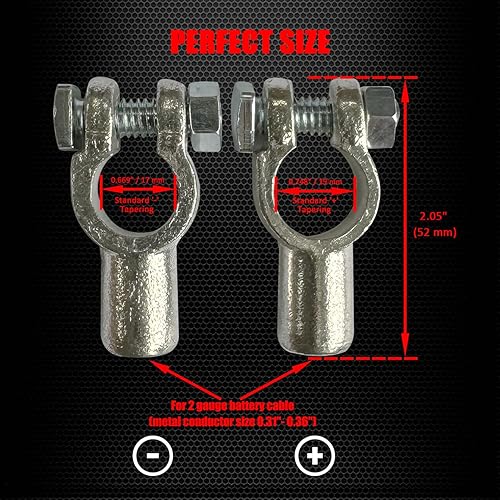 Miniatura 2 de Ampper Conectores de terminales de batería de cobre, juego de conectores de terminales de batería de poste superior (+-) con cubierta y tubos