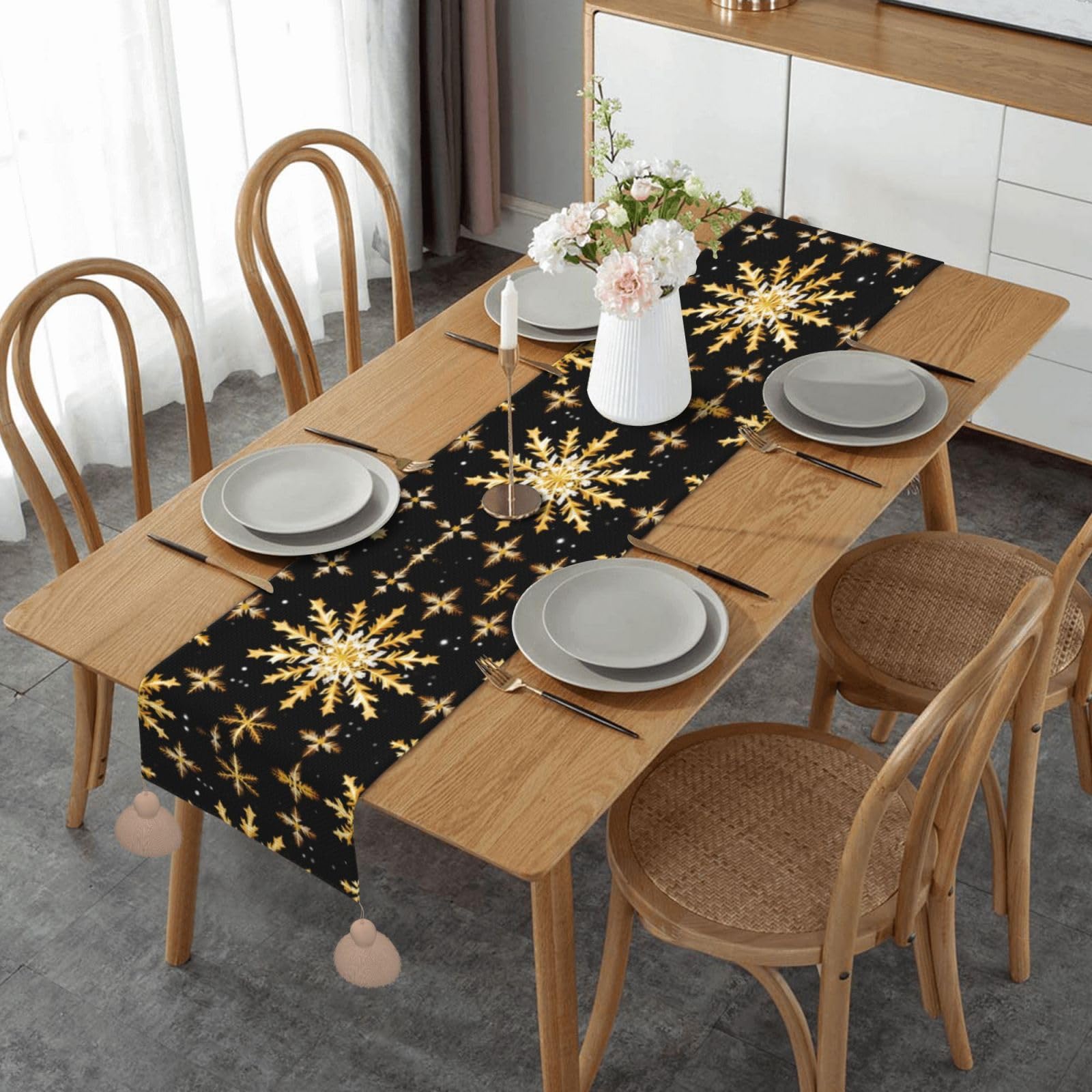 Chemin de table de salle à manger flocon de neige, le cadeau de Noël idéal