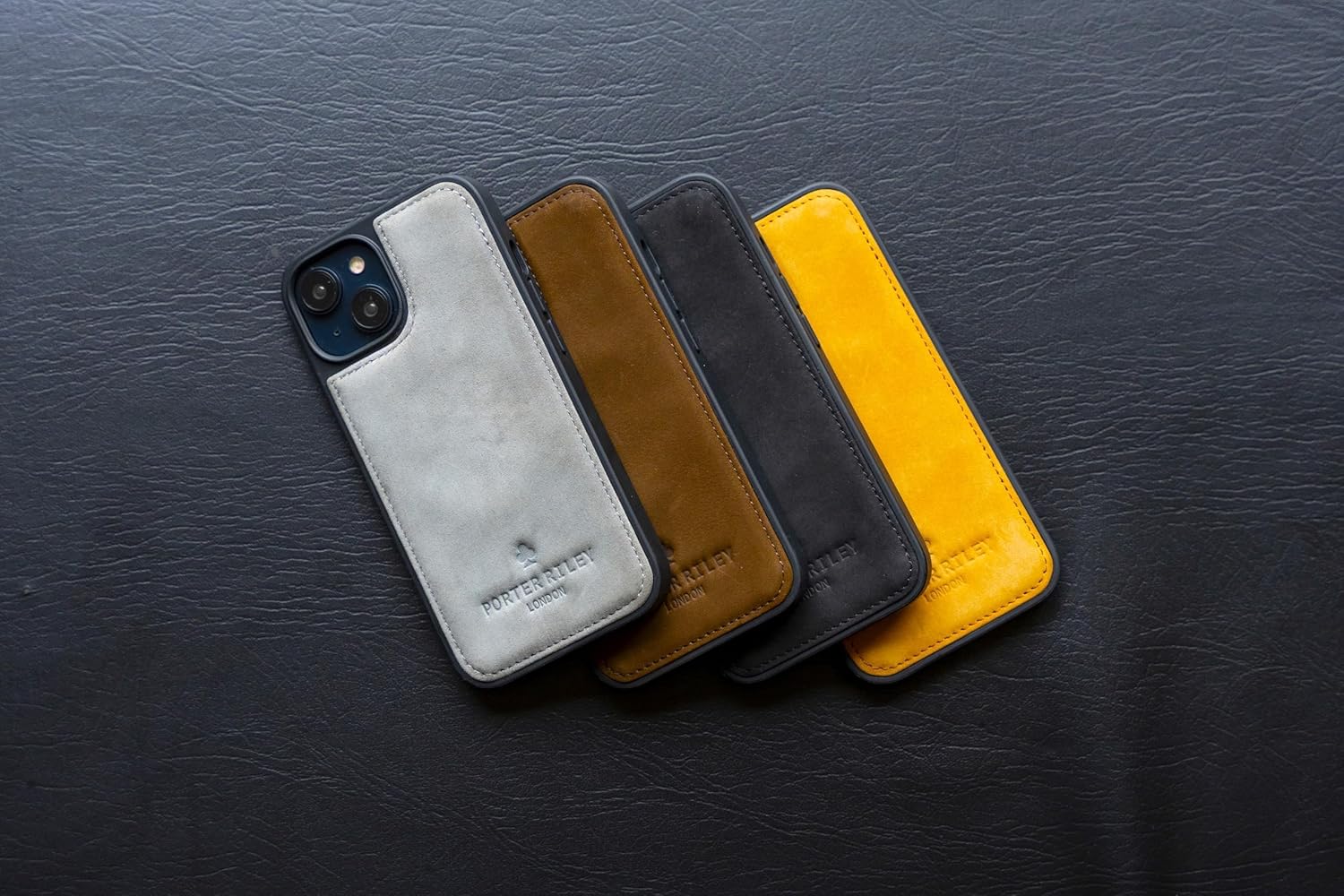 Porter Riley - Leather Case Compatible with iPhone 16 Pro Max. Premium Genuine Leather Slim Back/Bumper/Shell/Shockproof Case (Pure Black)