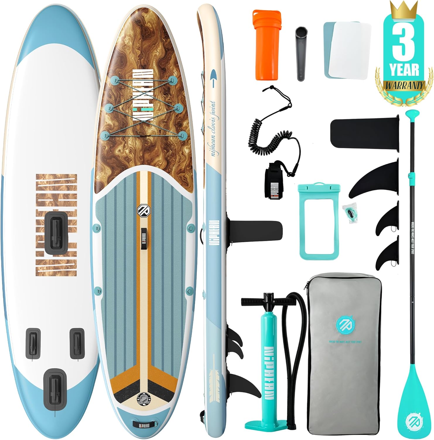 Niphean Inflatable Stand Up Paddle Board with SUP Accessories, Anti-Slip EVA Deck, 10’6’’ Inflatable Paddle Boards for Adults & Youth of All Skill Levels