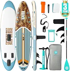 Niphean Prancha inflável de stand up paddle com acessórios de SUP, deck antiderrapante de EVA, pranchas infláveis de 10'6 polegadas para adultos e jovens de todos os níveis de habilidade