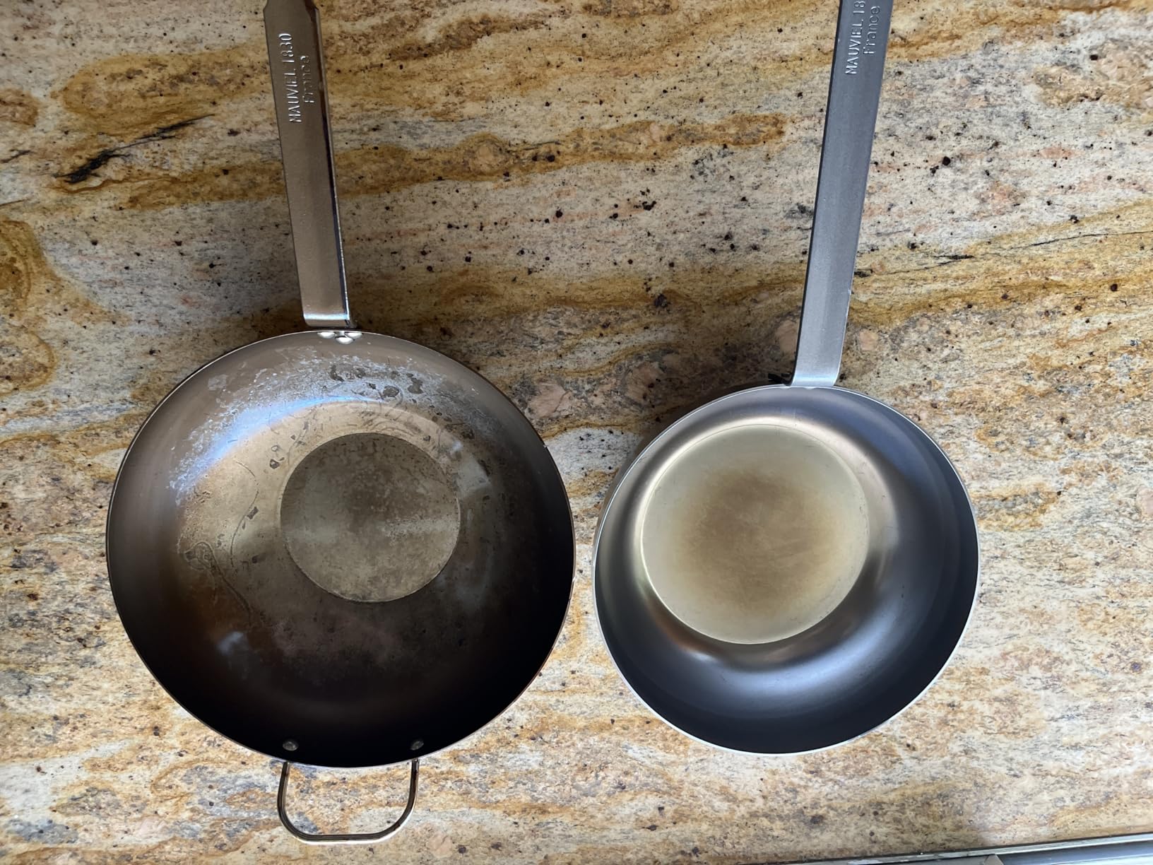 Mauviel M'STEEL Black Carbon Steel Chef Pan With Iron Handle, 2.1