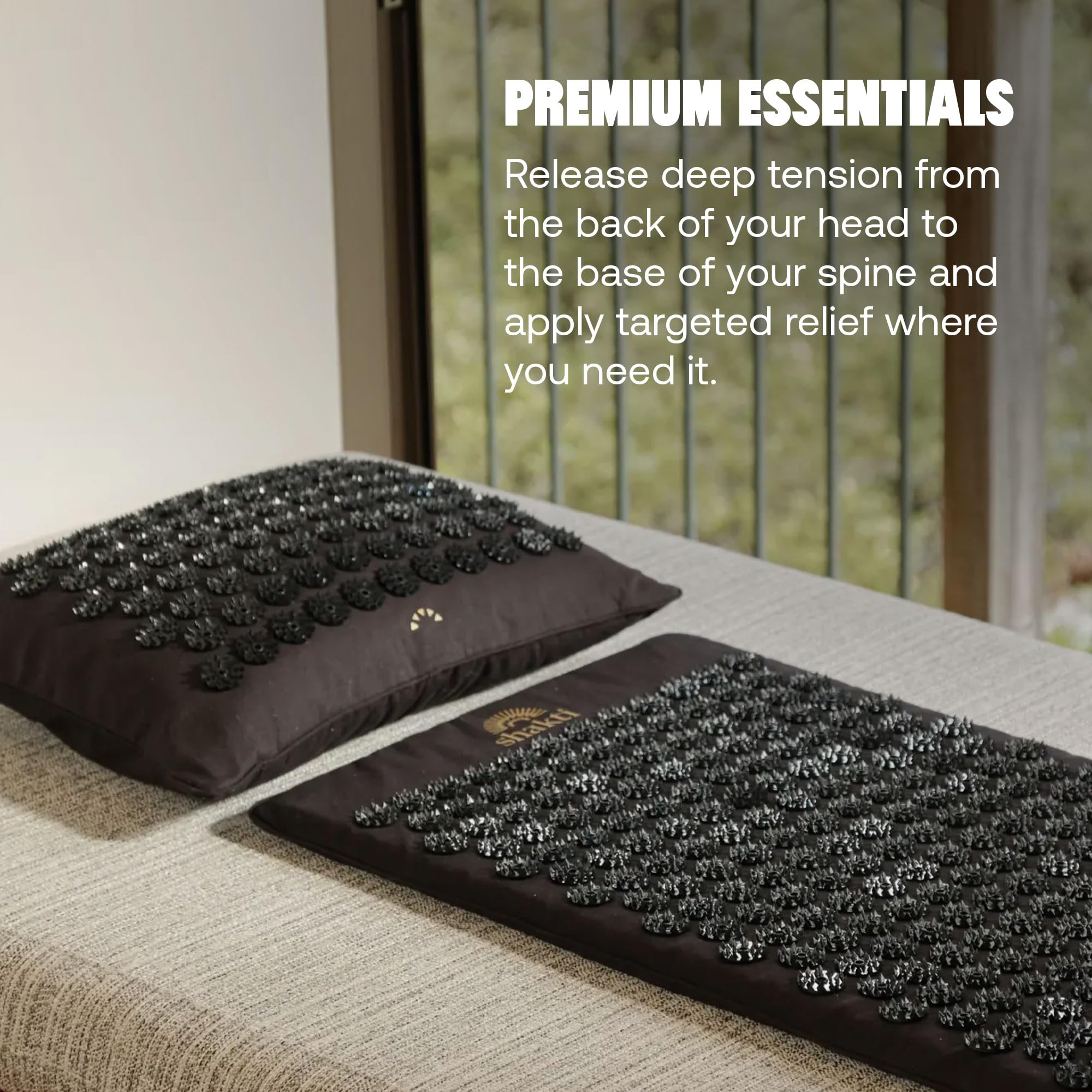 ShaktiMat [L'original Coussin Acupression – Coton Biologique - Fabrication éthique – Soulage migraines & douleurs dans Le Cou - Améliore Circulation Sanguine & Sommeil - Anti-Stress - Noir Onyx