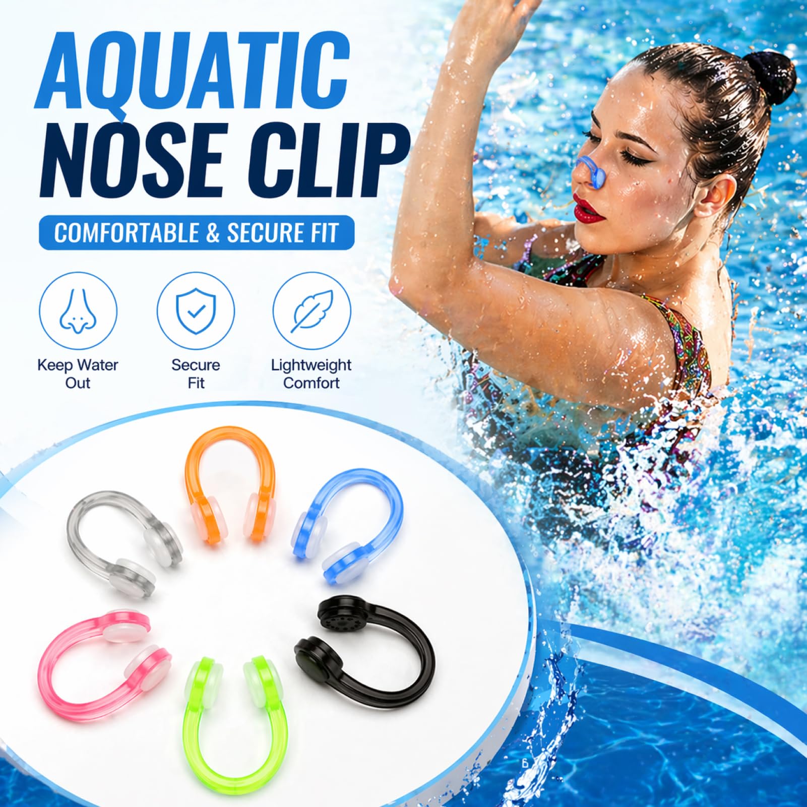 Pack 6 Pinzas Nariz Natacion Antideslizantes en Silicona – Pinza Nariz Natación Adulto y Niños, Accesorios Piscina Coloridos para Buceo y Natación, Equipo Acuático Suave para Aprendices