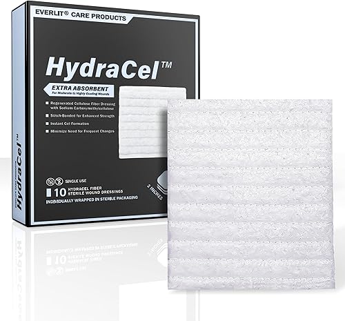 EVERLIT HydraCel Apósito  Hidrofibra estéril de doble capa con costuras  Almohadilla avanzada extra absorbente para el manejo de heridas con