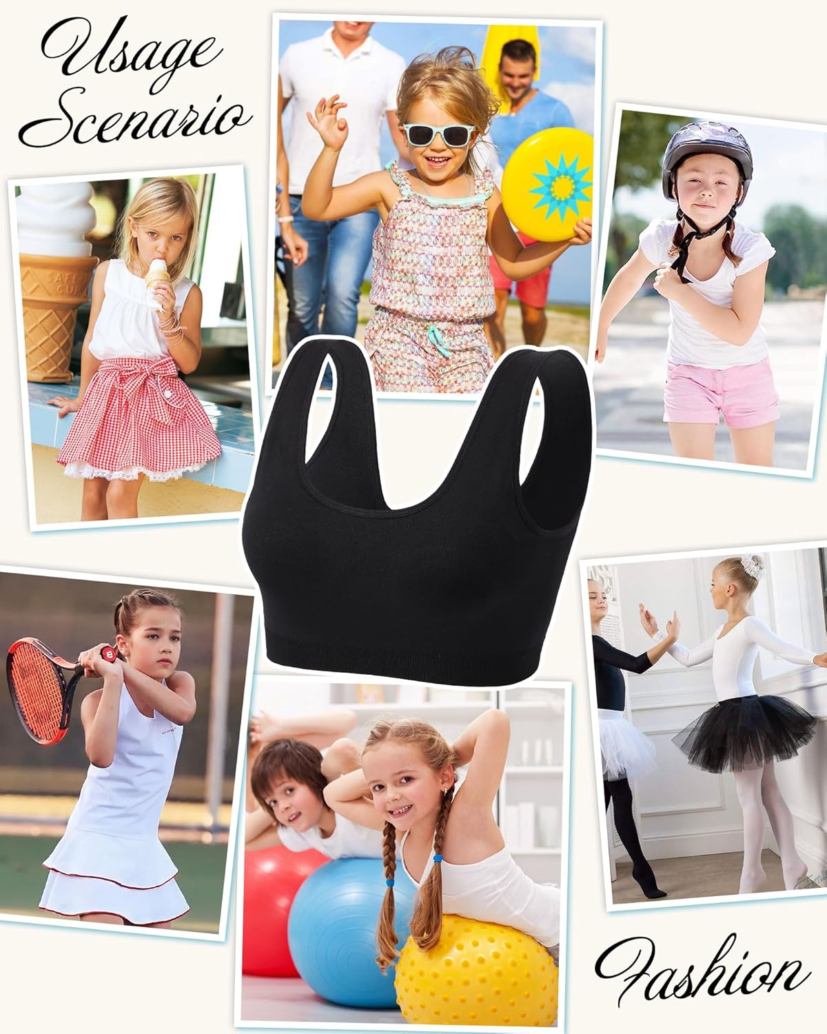 iMucci Sports Bra for Girls U-Shaped Training Bra with Removable Pads Scoop Neck for Teens Kids Yoga Sports Dance Bra - Image 7