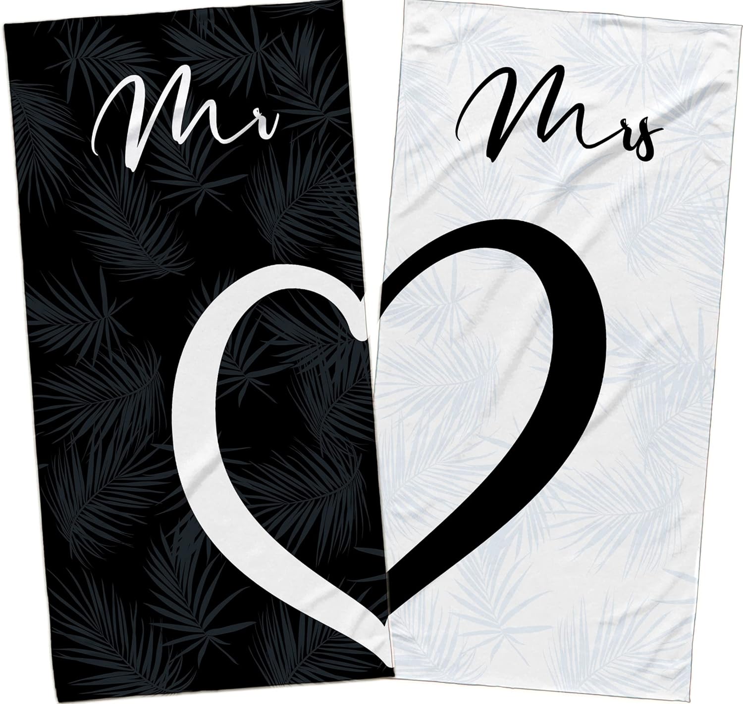Mr. and Mrs. Beach Towel Set. Hubby Wifey Beach Towels for