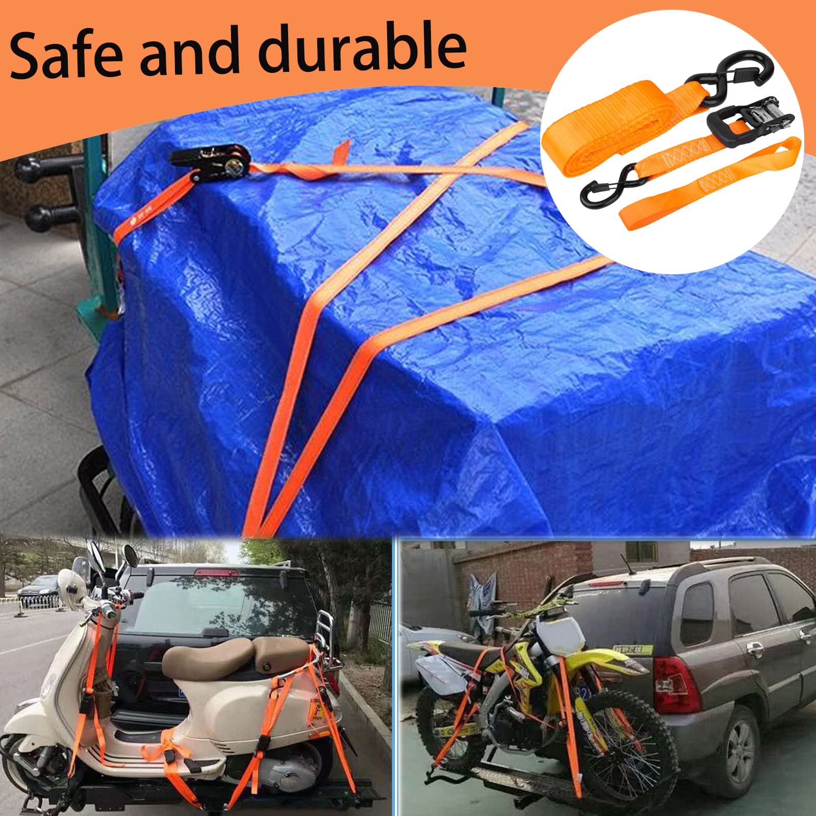 Spanngurte Mit Ratsche 2er Set - 2000kg Bruchlast Für Motorrad & Ladungssicherung