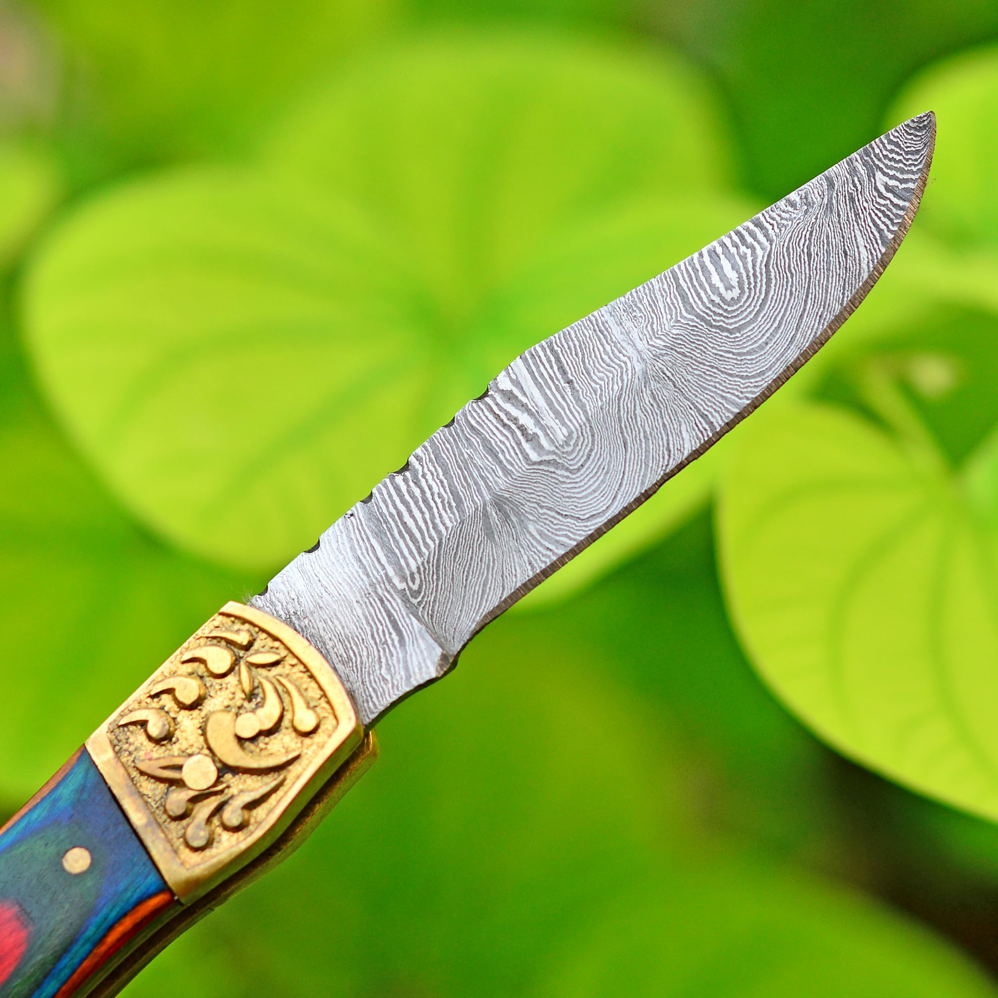 PAL 2000 KNIVES CHA-3151 Couteau de Poche Pliant en Acier de Damas Fait à la Main sur Mesure