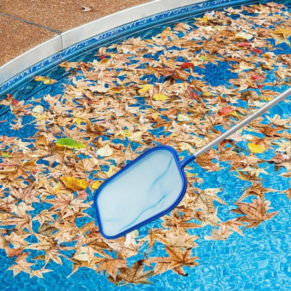 Skimmer de Piscina, Skimmer de Red de Mano para Limpieza de Piscinas Utilizado para Limpiar la Piscina,Estanque de jardín,Jacuzzi con 5 Varillas de Aluminio