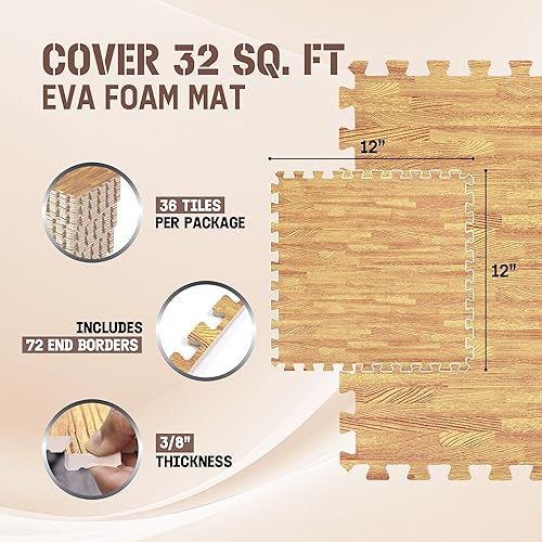 Miniatura 18 de Yes4All - Tapetes de ejercicio interconectables por los bordes hechos de espuma, para piso o gimnasio, piezas de EVA interconectables