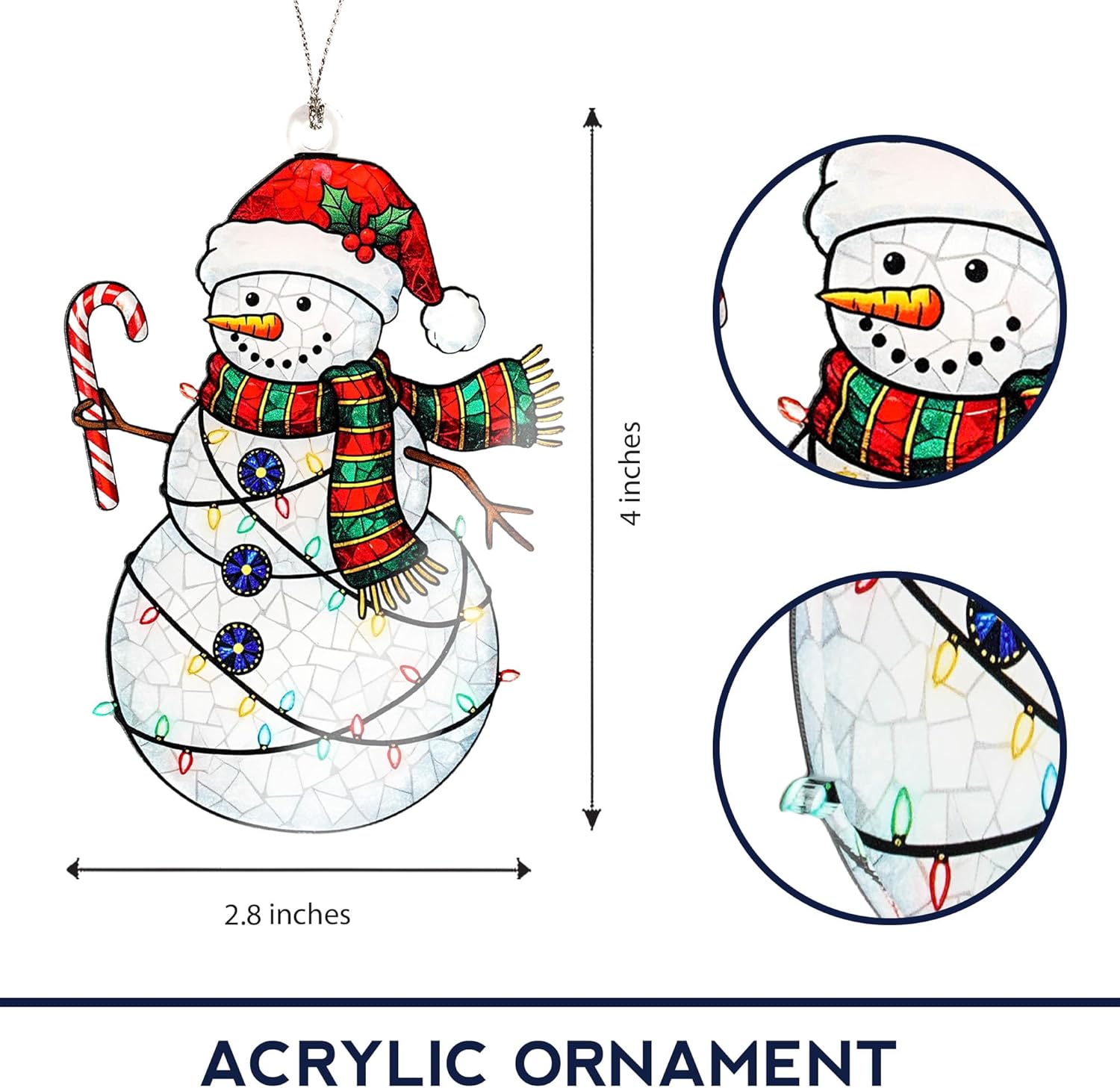 Christmas Ornament 2025 - Snowman Ornament - Snowman Ornaments for Christmas Tree - Acrylic Christmas Ornaments - Christmas Ornament 2025 - White Elephant Gifts - Xmas Tree Funny Decoration - Image 4