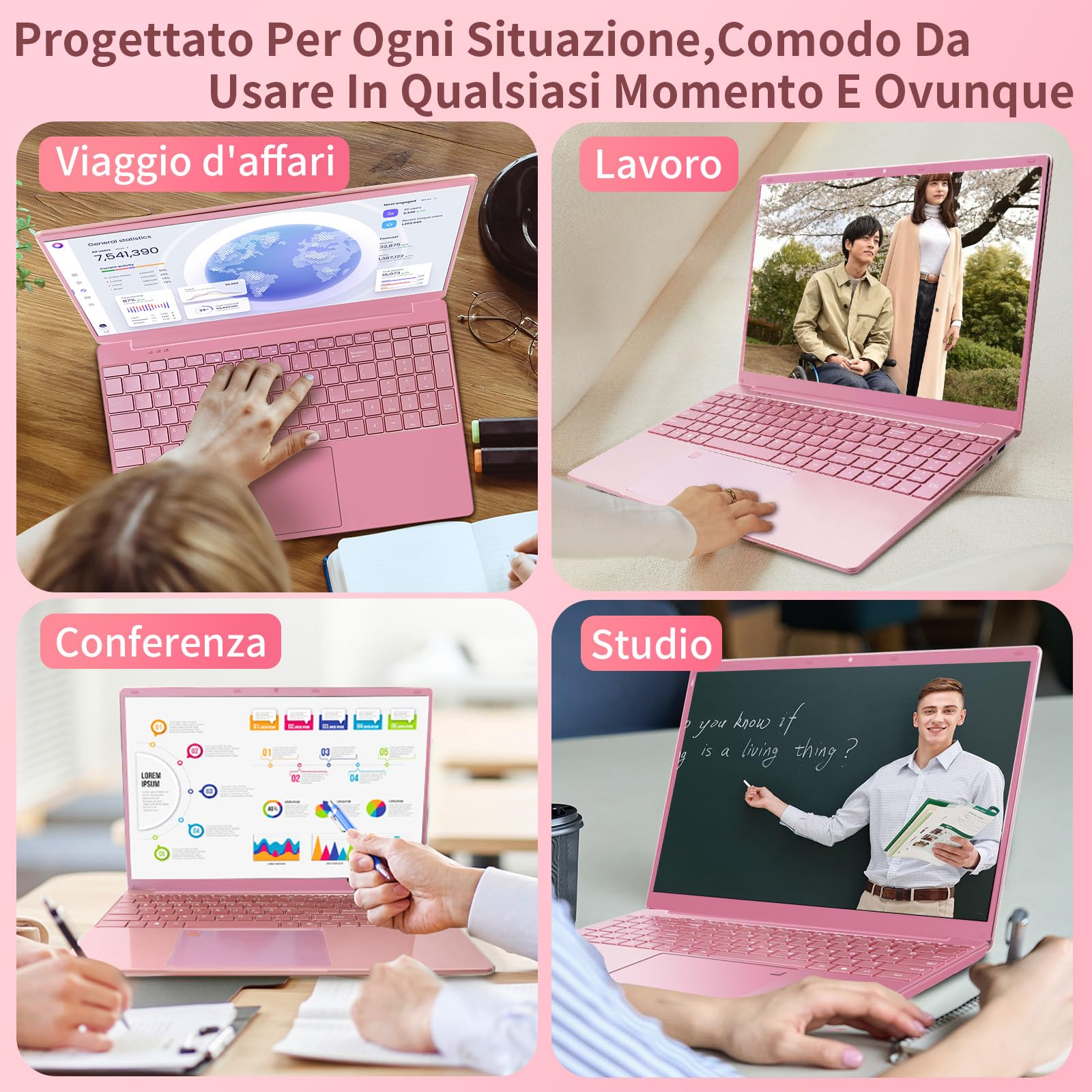 2026 PC Portatile 15,6 Pollici laptop, Notebook Win11 pro,Core i3-6100U Processor, 16GB RAM 256GB SSD, Tastiera Retroilluminata Ultrabook, Impronte Digitale, WiFi, BT5.0 (Oro rosa)