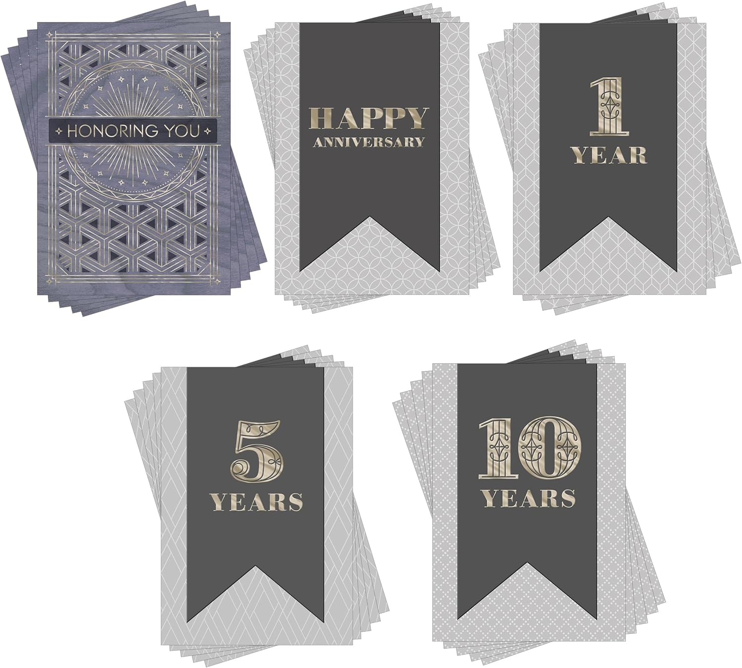 Hallmark Business (25 Pack) Work Anniversary and Career Milestones Greeting Cards for Employees