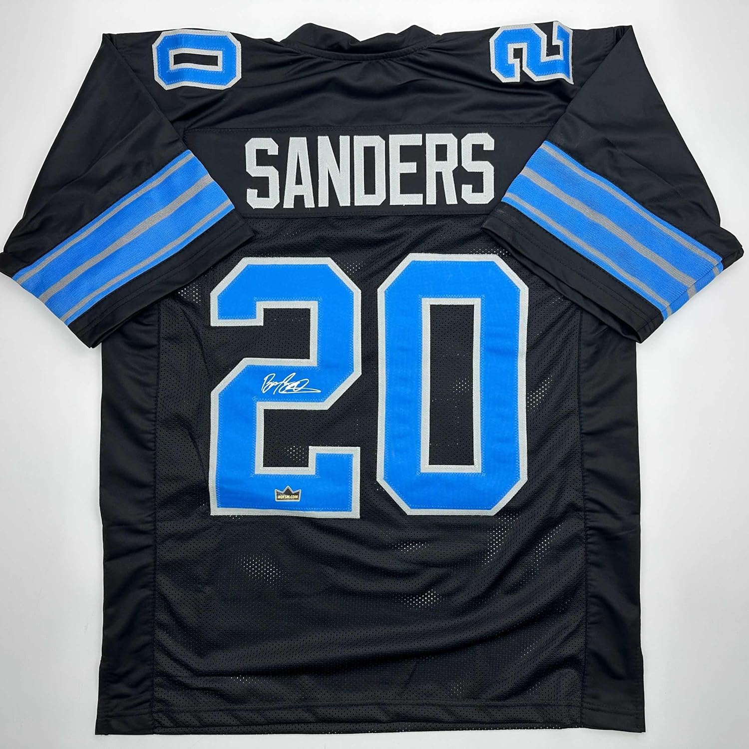 Facsimile Autographed Barry Sanders Detroit Black Reprint Laser Auto Football Jersey Size Men's XL