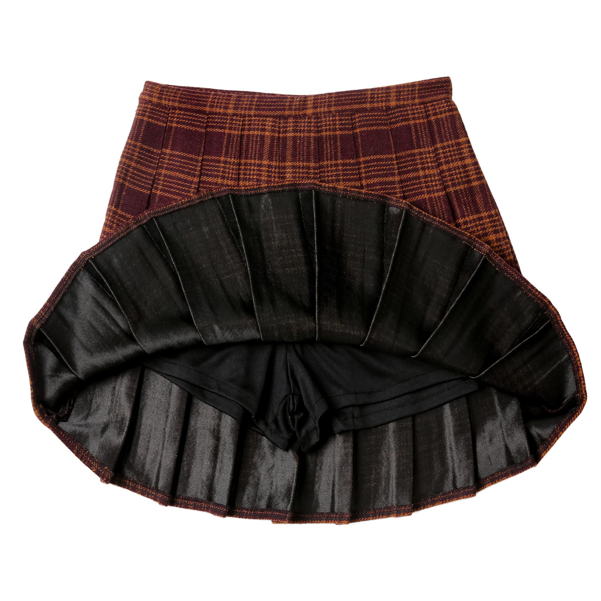 Hoerev Donne Ragazze Tessuto di Lana Spessa per Il Freddo Versatile Plaid Gonna A Pieghe con Pantaloncini