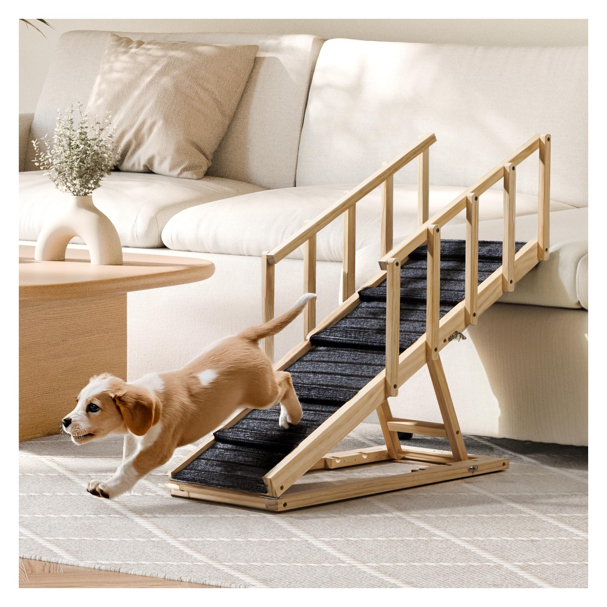 Adjustable Small Pet Ramp for Couches - 17.5 to 19 Inches High | Foldable Indoor Ramp for Small Dogs | Durable Design for Easy Access | Dog Ramp for Furniture, Perfect for Tiny Pets Indoors